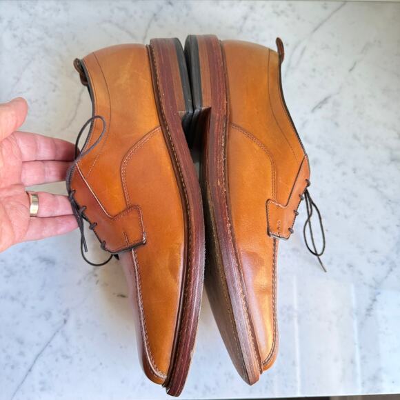 Allen Edmonds Hillcrest Derby Shoes Tan Leather 11.5C Made in USA - Picture 3 of 15